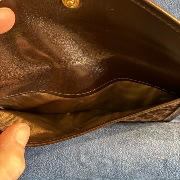 Vintage Gucci Dark Brown Suede & Leather Flap Wallet with Gold Logo Italy - Picture 4 of 8